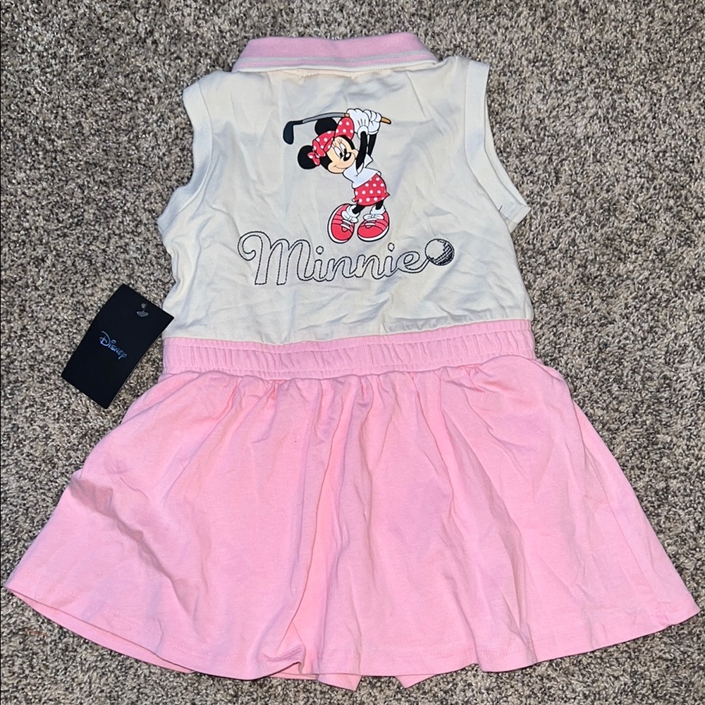Disney Pink and White Sleeveless Sundress with Polo Collar